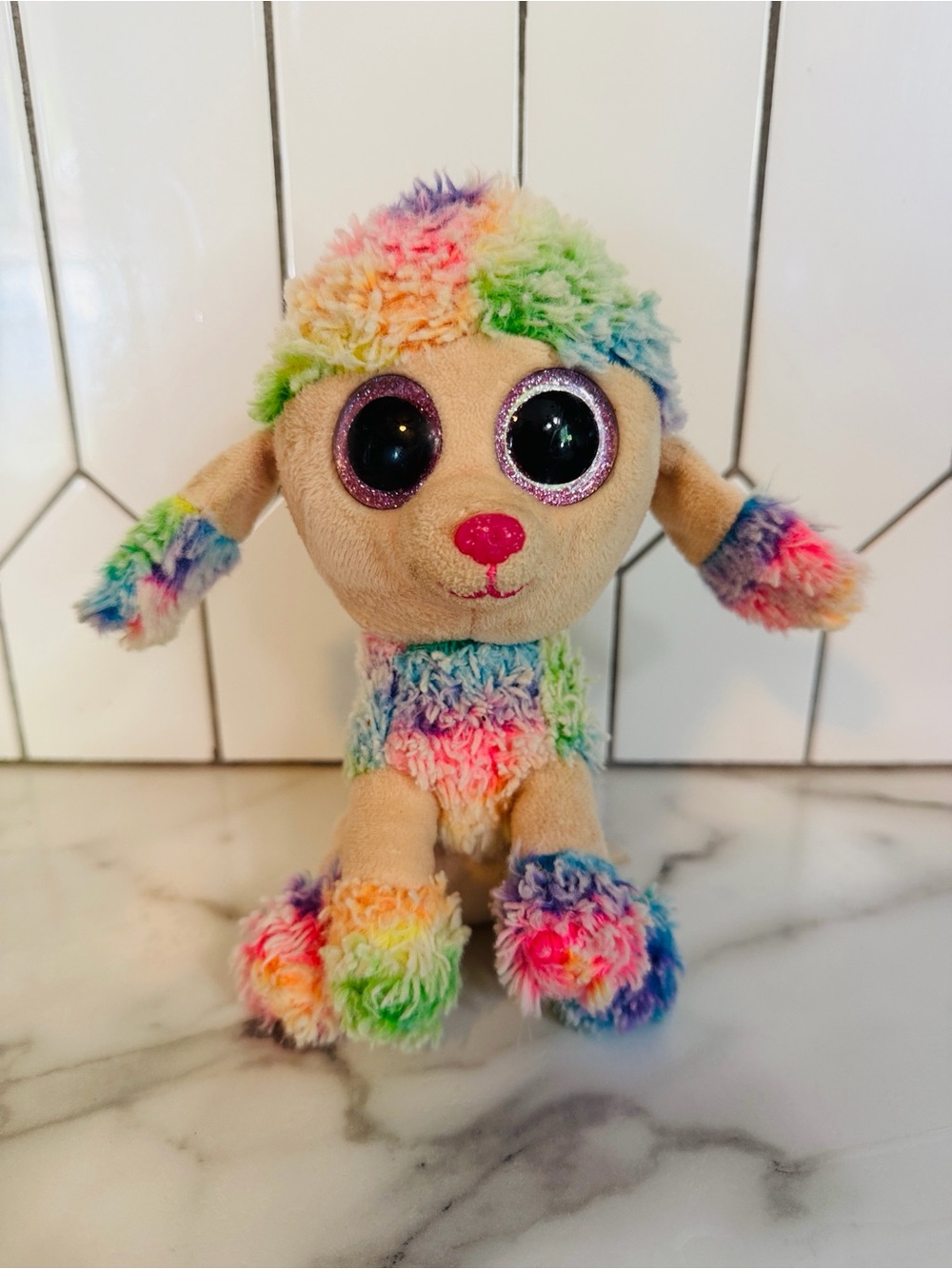 Ty Beanie Boos “Rainbow” Poodle Plush